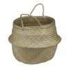 15" Brown Seagrass Wide Belly Wicker Basket with Handles