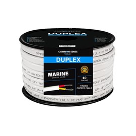 10 Gauge 2 Conductor Marine Wire - 60 ft Duplex Round Marine Grade Wire Tinned Copper Oxygen-Free Insulated - 10/2 AWG UL 1426 Standard PVC Wire for Boat, Automotive, Speakers, Camper & Trailers