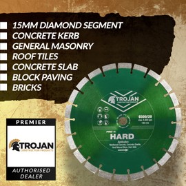 Trojan Pro-X Hard Diamond Blade for Cutting Brick, Concrete, Stonework, Granite & Other Hard Materials, 300mm x 20mm