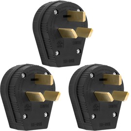 (3Pack) 50Amp 3-Prong Dryer Nema 10-50P Plug 30/50A, 125/250V Angle Plug, 3 Pole 3 Wire Grounding Straight Blade Plug for Dyer and Ranges