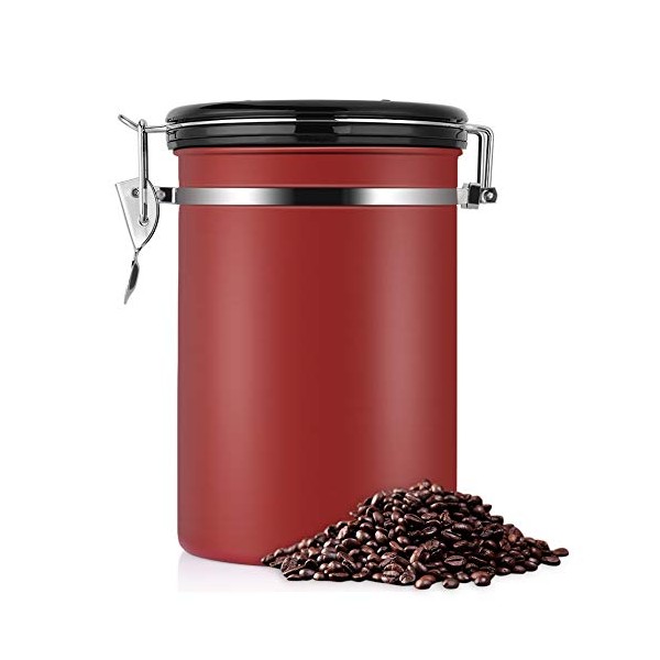 TOPINCN Gorgeous Coffee Canister Stainless Steel Airtight Container with Date