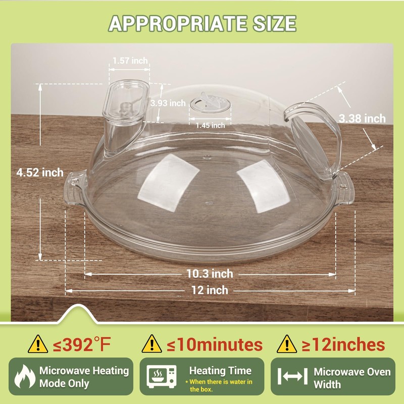 WENWELL Microwave Splatter Cover with Water Steamer,Protect Food Splashes,Dish Bowl