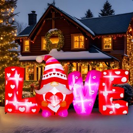 VIHOSE 9 ft Valentines Day Inflatable Outdoor Decorations Love Gnome Letters with LED Lights, Blow Up Valentine Romantic Decor for Wedding Propose Anniversary Outside Indoor Yard Party Supplies