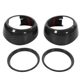 4pcs Carbon Fiber Style Door Midrange Speaker Cover Trims for Cooper Hatchback F55 F56 F57 2014‑2021