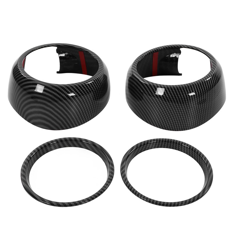 4pcs Carbon Fiber Style Door Midrange Speaker Cover Trims for
