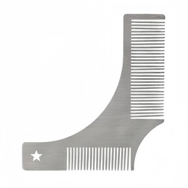 Beard Shaping Tool with Inbuilt Comb Beard Straightener Shaper for Men Stainless Steel Beard Guide Lineup Tool for Line Up and Edging, Use with Beard Trimmer or Razor to Style Your Beard & Facial Hair