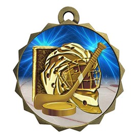 2-1/4 Inch Die-Cast Metal Award Medallion with Antique Gold Finish and Attached 2 Inch Full Color Laminated Sport Insert.