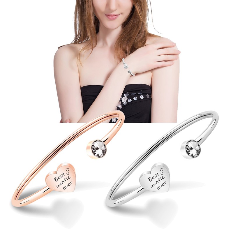 PLITI Aunt Jewelry Best Auntie Ever Bracelet Aunt Bangle Bracelet