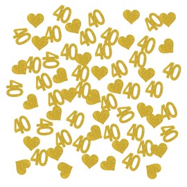 INNORU Number 40 Confetti Gold Glitter, Happy 40th Birthday Table Confetti, Forty Years Paper Scatter, 40th Anniversary Cheers to 40 Years Party Table Decorations Confetti, 120pcs