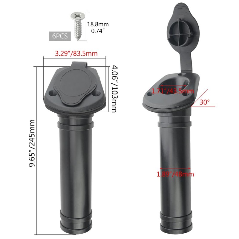 WMYCONGCONG 2 PCS Plastic Flush Mount Fishing Boat Rod Holder