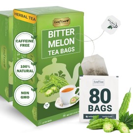 LeafLea Natural Bitter Melon Tea Bags, Premium Natural Dried Momordica Charantia – Melon Amargo Gohyah Fruit Tea | Wellness & Digestion Support | Caffeine-Free, Sugar-Free, Vegan (Pack of 2)
