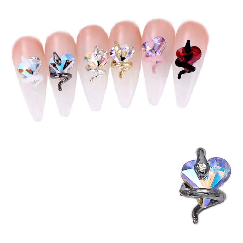 Mouyic Dijes Para Uñas Corazon De Cristal Con Serpiente 6