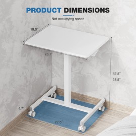 DUMOS Mobile Portable Laptop Desk Rolling Cart Over Sofa Bed Table Small Stading Desk - White