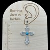 Simulated Turquoise Blue Stone Rhinestone Silver Tone Cross Dangle Drop