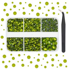 qiipii Olive Green Resin Rhinestones for Bedazzling Crafting 2mm 3mm 4mm 5mm 6mm Flatback Gems Stones Diamonds Crystals for Nails Face Eyes Makeup Tumblers Bottles DIY Crafts Clothes Shoes Phones Car