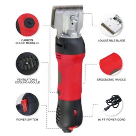 Johui Professional Electric Horse Clipper 500W, 2 Sets of Blades, 6 Speed Adjustments and 2500 RPM, Trimming and Grooming Horses, Cows,Camels and Thick-haired Animals