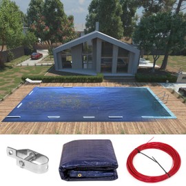 ShadeMart Custom Size 10' x 15' Premium Rectangle Blue Winter Swimming Pool Cover Tarp Safety Heavy Duty, Waterproof, UV Resistant (Cover Size:14' x 19' / 4 ft.Overlap)