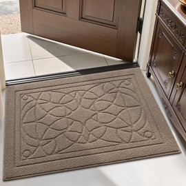 LUMI Door Mat Indoor Entrance 32"x48", Front Welcome Mat with Non-Slip Rubber Backing, Low Profile Dirt Trapper Inside Doormat for Entrance, Garage, Patio, Beige
