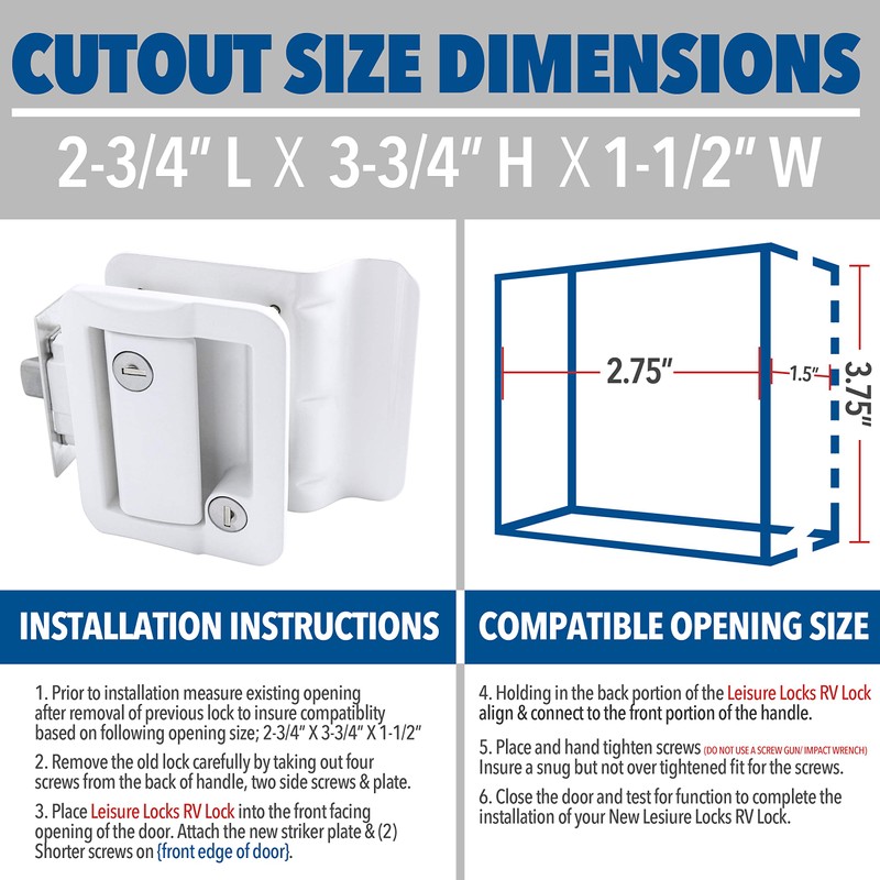 RV Door Lock Replacement with Paddle Deadbolt, Camper Door Handle