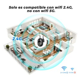 Cámara Vigilancia Ip Anberx K1 Negro 4mp Wi-fi Pt,Cámara De Seguridad HD Visión Nocturna,Mini Cámara wifi 2.4GHz,Audio Bidireccional,Detección de Movimiento con Alerta,Cloud Video Recording