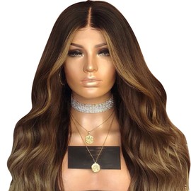 Women's Wig Long Black Brown Gradient Curly Wavy Synthetic Hair Heat Resistant Cosplay Wig