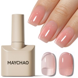MAYCHAO 15ML Jelly Gray Pink Gel Nail Polish 1Pc Transparent Pink Gel Polish Soak Off UV LED Translucent Nail Polish Nail Art Starter Manicure Salon DIY at Home, 0.5 OZ