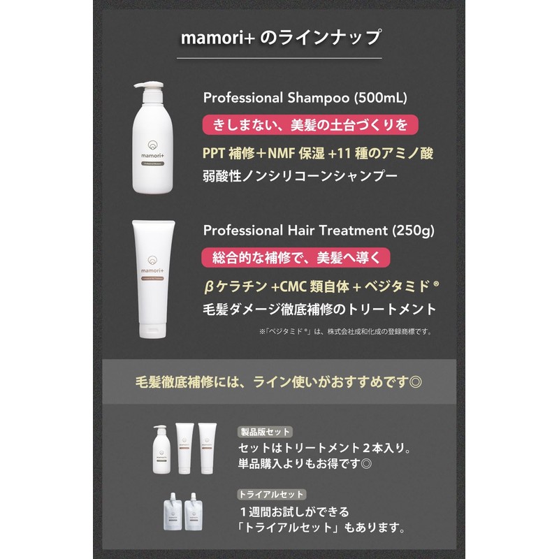 Mamori Plus Treatment, 8.8 oz (250 g), Professional Hair Repair