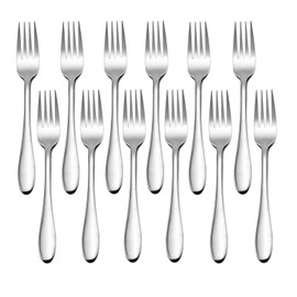 E-far 12-Piece Salad Forks, Stainless Steel 6.7 Inches Stainless Steel Fork Set for Home Kitchen Restaurant, Mirror Finish, Dishwasher Safe