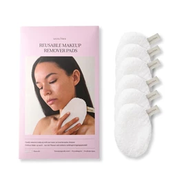 waschies Washable Make-Up and Cleaning Pads, Reusable, Deep Pore Cleaning with Just Water, Skin-Friendly, Hypoallergenic, Super Soft, White Edition, Set of 6