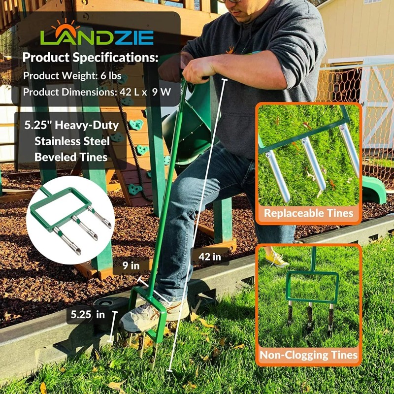 Landzie 42" Hollow Tine Fork Lawn Aerator