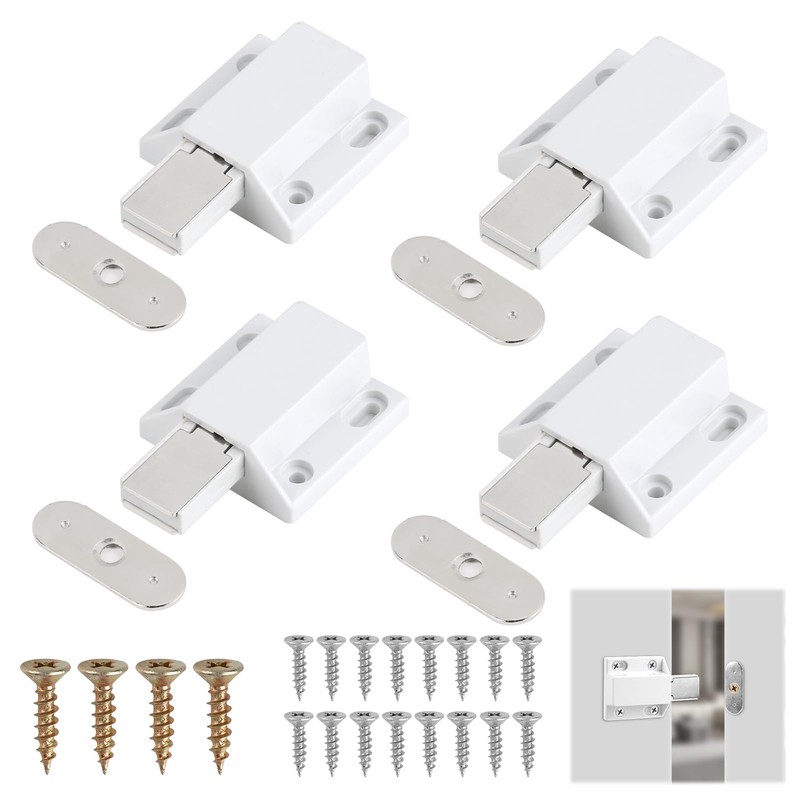 4 Pack Magnetic Push Door Latches Cupboards Push to Open