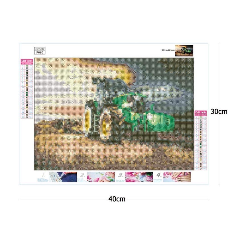 ycyingcheng Square Diamond Painting Tractor Cross Stitch Embroidery Full Diamond