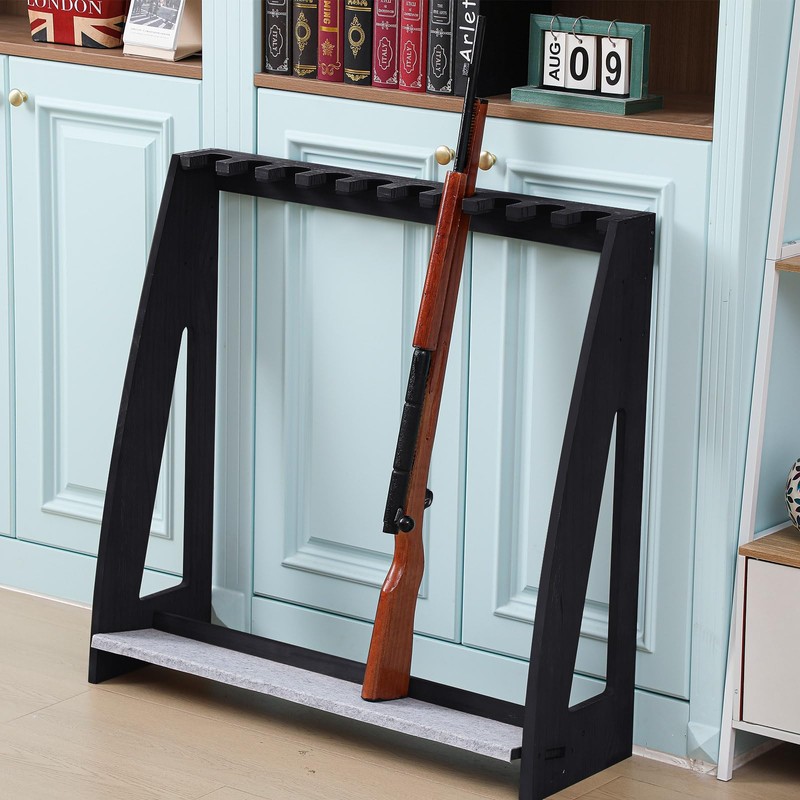Yousoontic Indoor Gun Racks, Floor Standing Rifle Rack Wooden Freestanding
