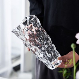 CEMABT 9.5inch 3.4 lb Glass Vases for Flowers Unbreakable Thickened Morden vase for Tables Centerpieces,Colorful,Vintage and Clear Rose Large Flower vases for Bouquet Unique Gifts（Clear）