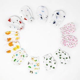 Magik 6-12 Pairs Baby Infant Anti-scratch Cotton Mittens Gloves Protectors Handguard 0-6 Month (6 Pairs)