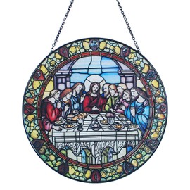 Last Supper Suncatcher Stained Glass - Originally Designed 7.8'' Picture for Dining Room | Last Supper Wall Decor for Last Supper Lovers Stained Glass Window Hanging Painted Glass