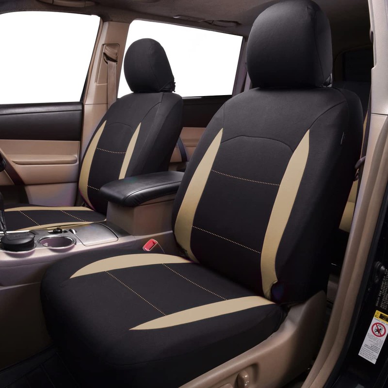 Flying Banner Car Seat Covers Set Beige Tan Front Seats