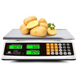 BROMECH Price Computing Scale 88lb/40kg Commercial Food Scale for Produce Meat Weighing, LCD Display and Green Bright Backlight for Farmers Markets, Meat Shop, Deli, （Not for Trade）