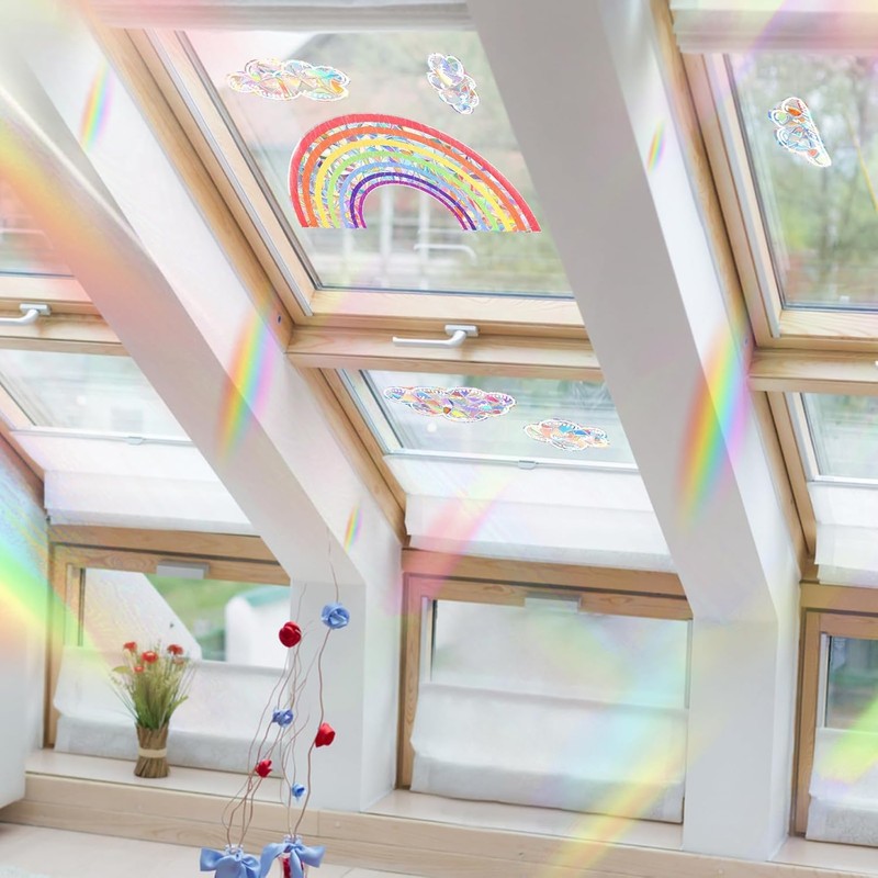 1 x Rainbow Window Stickers Rainbow Window Pictures White Clouds