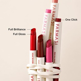 Rich Oil Stick Farmasi - Labial en Barra con Aceites Hidratantes Color Alto Pigmento + Brillo HD Tipo Gloss Click & Go - 6 Tonos Disponibles (HEY YOU)