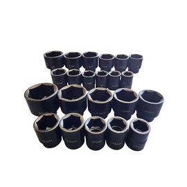 22pc 3/4" Drive Impact Socket Assortment Set Standard SAE 7/8"-2" and Metric 22mm-50mm
