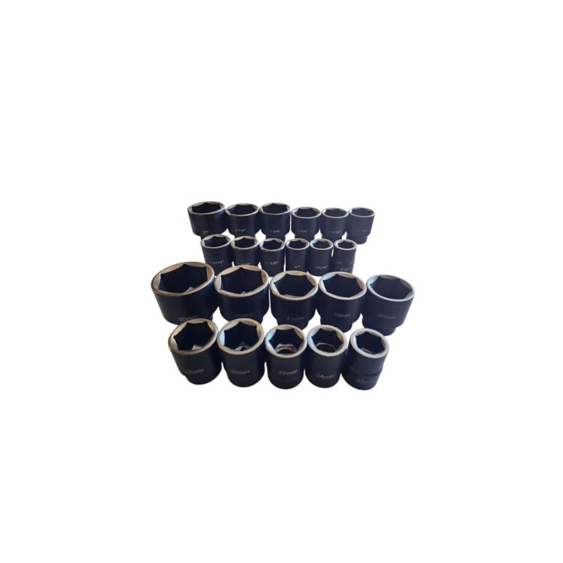 22pc 3/4" Drive Impact Socket Assortment Set Standard SAE 7/8"-2"