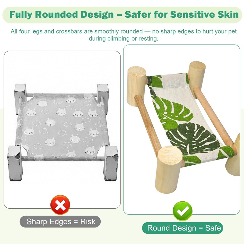 Dojomadf Wooden Bearded Dragon Cloth Bed, Reptile Hammock for Bearded
