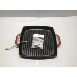 Staub Double Handle Grill Square 13", Red