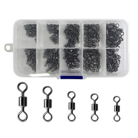 CRAZY SHARK Pack of 210 Fishing Swivels, Strong Fishing Swivels for Spin Fishing, Connecting Swivels Between Main Line and Leader, High Load Capacity, Fishing Accessories, Suitable for All Fishing