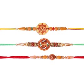 AYUSHNAIK Set of 3 Multi Stone Designer Rakhi for Brother Multicolour Stone/Beads Unique Design Rakhi,Beads Unique Design Rakhi | Rakhi Set for Rakshabandhan Gift for Brother