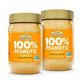 Crazy Richard's 100% All-Natural Crunchy Vegan Peanut Butter with No Added Sugar and Non-GMO (16 Ounce, Pack of 2)