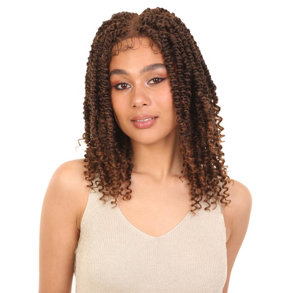 LUXLUXE Adeline 16-inches Passion Twist 4"×5" HD Lace Wig, Heat