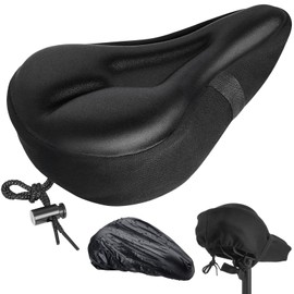 2 Pack Gel Padded Bike Seat Cover for Men Women,Bike Accessories for Men with Waterproof Rain Cover,Bicycle Saddle Cushion,Bike Seat Cushions for Outdoor & Indoor,Extra SoftBike Saddle Seat Cushion