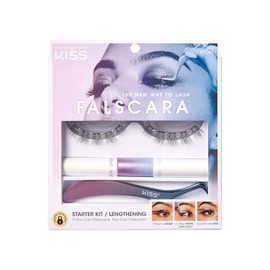 Kit Inicial Pestañas Falscara - Kiss 10 clusters, Bond & Seal y Pinzas aplicadoras Larga duración, Pestañas rápidas y fáciles en casa